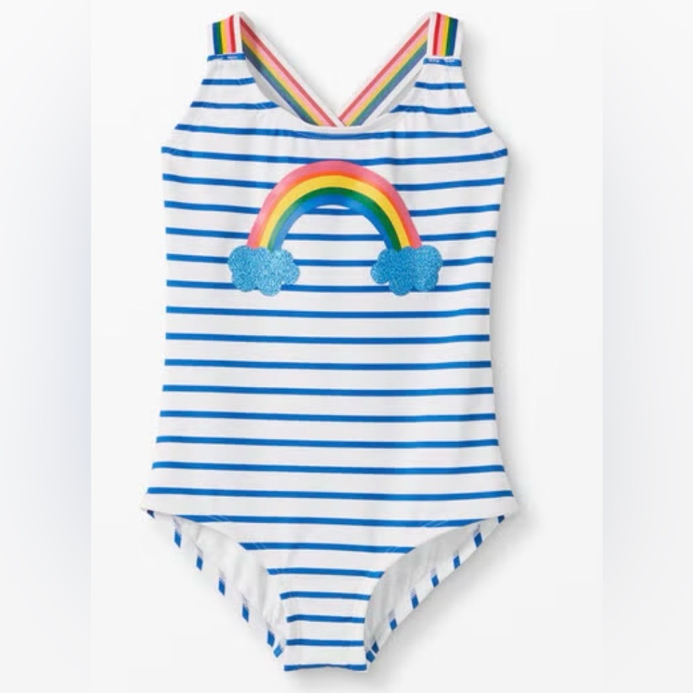 Hanna Andersson Sunblock Rainbow Trim One Piece Suit size 18-24 months - Picture 3 of 5